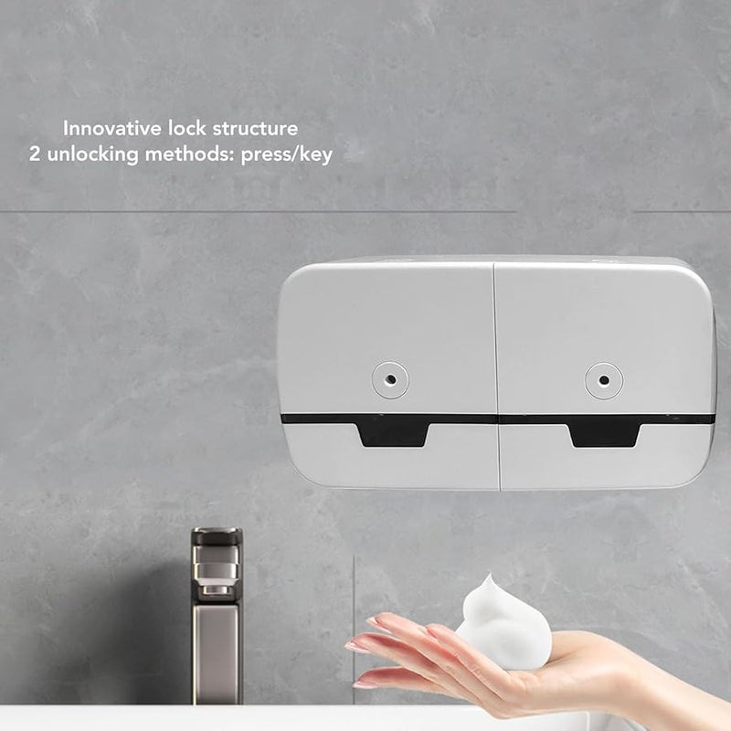 موزع مناشف ورقية بيضاء مثبت على الحائط مع آلية قفل ونافذة بصرية للحمام والمطبخ - Image 3